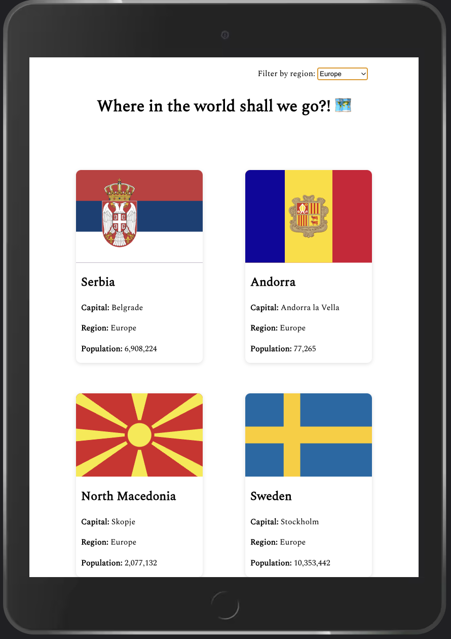 A screenshot of the app in ipad view